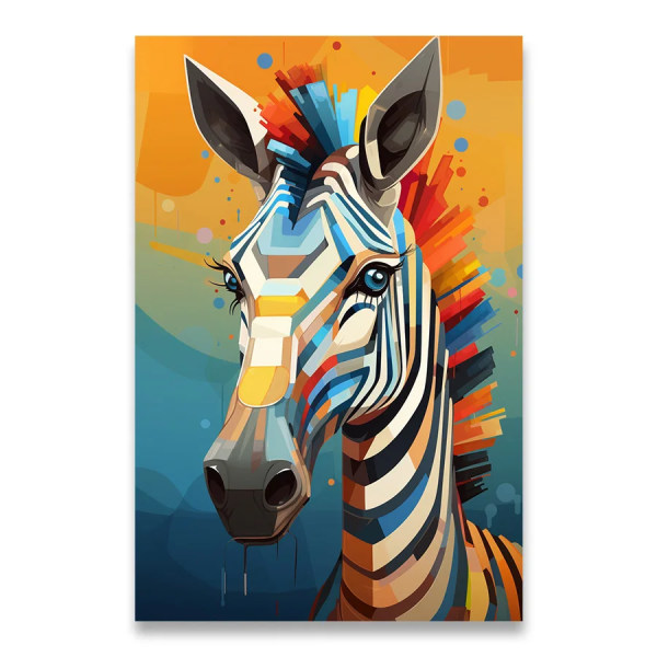 1st Dukmålning Abstrakt Serie Färgglad Elefant Tiger Zebra Giraff Djur Dukmålning Ornament för hembild 3 20x30cm No Framed