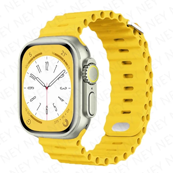 Ocean armband för Apple Watch Ultra 2 Band 49mm 9 8 7 45mm 41mm Silikonarmband Armband iWatch 6 5 4 3 SE 44mm 40mm 42mm band 5 yellow 42mm 44mm 45mm 49mm