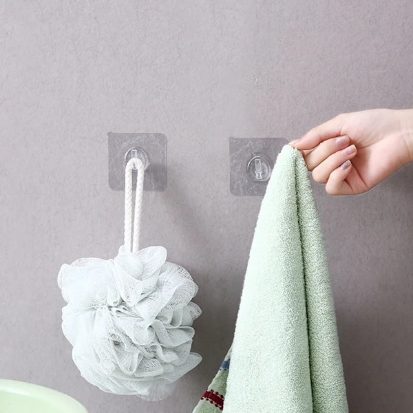 80 ST Transparenta väggmonterade krokar Självhäftande dörr- och väggkrokar Kraftiga ställ Organizer för badrum Horn hook 10PCS