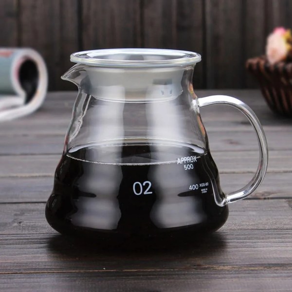-Carafe à café en verre transparent, bouilloire, pot de partage avec légumes, verser sur le café, tillbehör för hällmaskin à expresso, 350 ml, 600 ml 600ml 20oz