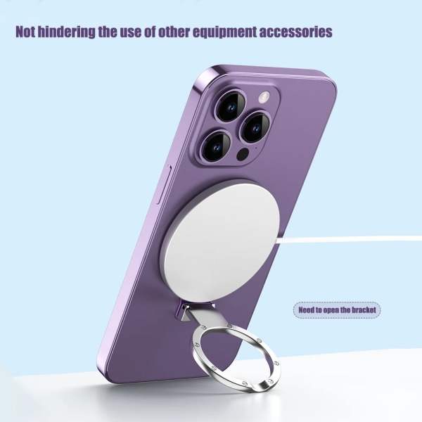 Mobiltelefon Ringhållare Stativ Fingergrepp Grad Rotation Kickställ Kompatibla iPhones Trådlös laddning Blue