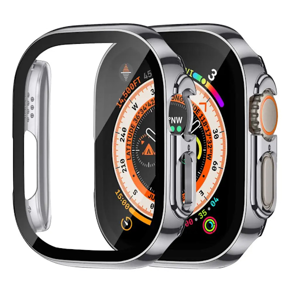 Skärmskydd för Apple Watch Fodral Ultra 2 49mm tillbehör Skydd Härdat glas iWatch serie 9 8 SE 7 4 45mm 41mm 44mm 40mm Matte silver 41mm Series 7 8 9