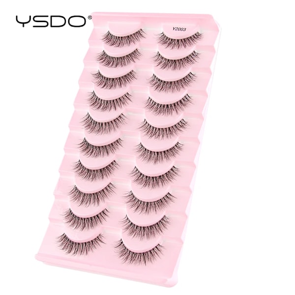 Lashes 3/10 Par Half Lashes Katt Öga Naturliga Långa Snor 3D Mink Ögonfransar Full Remsa Lashes Makeup Förlängning Verktyg 10 pairs-  Y1004