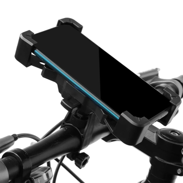 360° roterbar elektrisk cykeltelefonhållare för iPhone Xiaomi Riding MTB Bike Moto Motorcykelställningsfäste Halkfri cykling Black