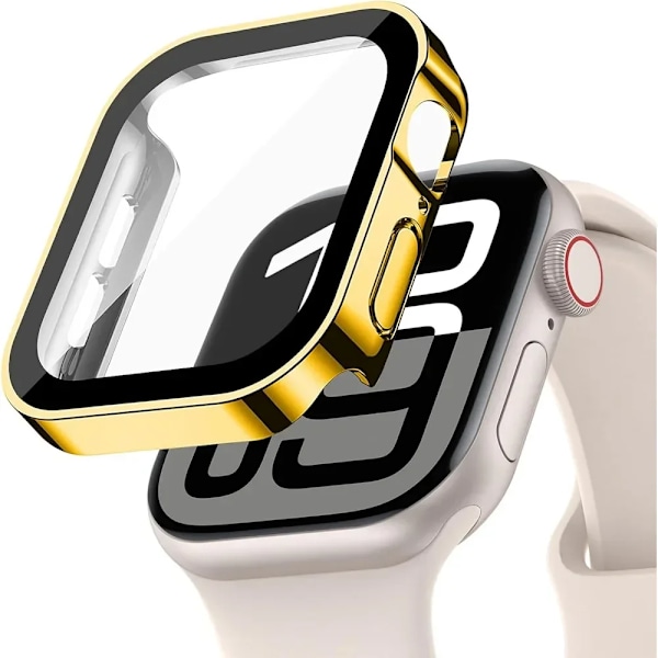 Skal för Apple Watch 10 Fodral 46mm 42mm 45mm 41-44-40mm Härdat Glas Skärmskydd Serie 7 8 9 SE 5 Apple Watch Tillbehör Gold 17 Series 654 SE 40MM