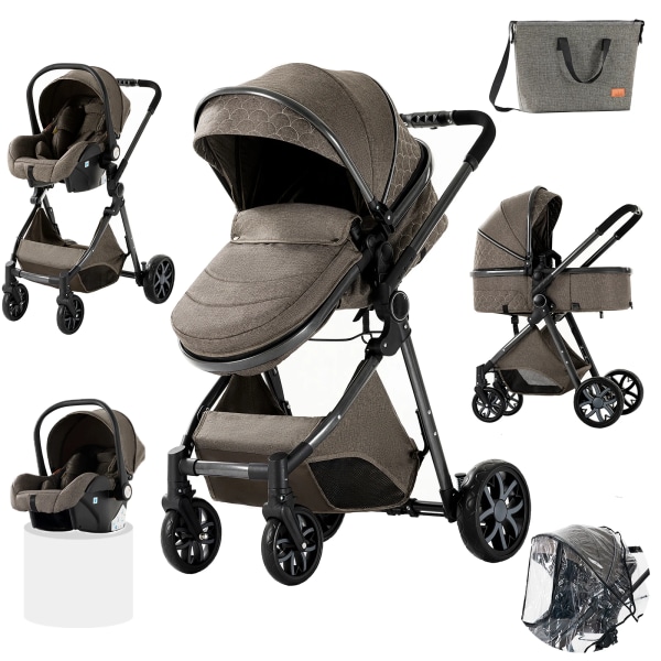 Baby lätta barnvagnar för baby 3 i 1 mamma barn baby barnvagn för nyfödda Baby 3 i 1 grey