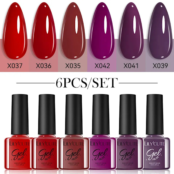 LILYCUTE 6 st/set 7ml Kaffeserie Gel Nagellack Kit 125 Färger Manikyr Semi Permanent Soak Off UV Nagelkonst Gel Lack 6Pcs 11