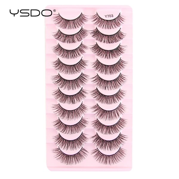 Lashes 3/10 Par Half Lashes Katt Öga Naturliga Långa Snor 3D Mink Ögonfransar Full Remsa Lashes Makeup Förlängning Verktyg 10 pairs-  Y703