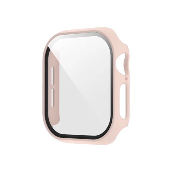 Härdat Glas+Skal för Apple Watch 45mm 41mm 40mm 44mm 42mm 46mm Skyddande Skal PC Stötfångarram För iWatch 10 SE 9 8 7 6 5 4 Pink 41mm Series 7 8 9