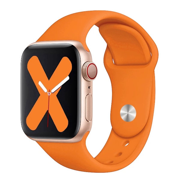 Silikone Rem För Apple Watch Band 44Mm 40Mm 45Mm 41Mm 49Mm 42Mm 38Mm Korpus Armband Iwatch Ultra 2 Serien 7 Se 3 4 5 6 89 Orange 42 44 45 49 mm M-L