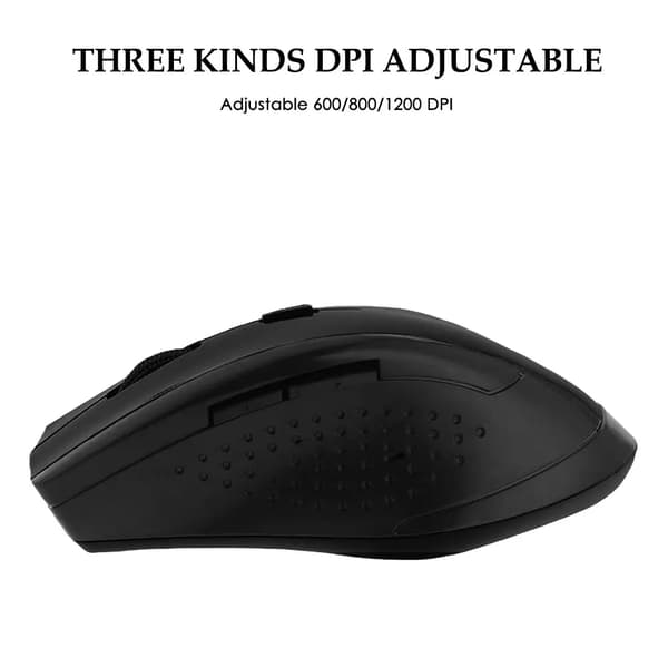 Trådlös mus Mini Silent 2.4G USB datormus optisk möss ljudlös justerbar DPI mus för Windows Mac Linux black