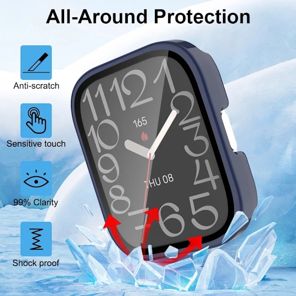 PC+Glas för Amazfit Bip 5 Unity Skal Smart Klocka Skärmskydd Heltäckande Skyddande Stötfångare för Amazfit Bip 5 Unity Green Amazfit Bip 5 Unity