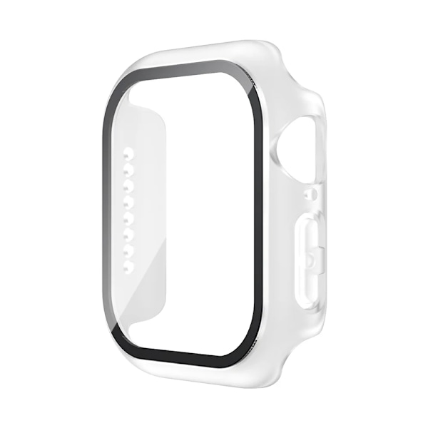 Härdat Glas+Skal För Apple Watch 38mm 40mm 41mm 42mm 44mm 45mm 46mm Skärmskydd Skyddande Fodral iWatch 10 8 7 9 6 SE 5 white Series 7 8 9 45MM