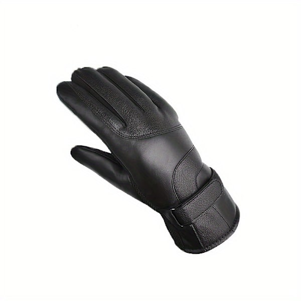1 par halkfria äkta läder handskar för män, fleecefodrade tjocka vindtäta handskar för utomhusskidåkning Cykling Burgundy One Size Fits All
