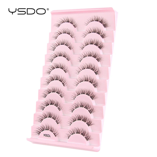 Lashes 3/10 Par Half Lashes Katt Öga Naturliga Långa Snor 3D Mink Ögonfransar Full Remsa Lashes Makeup Förlängning Verktyg 10 pairs- Y2004