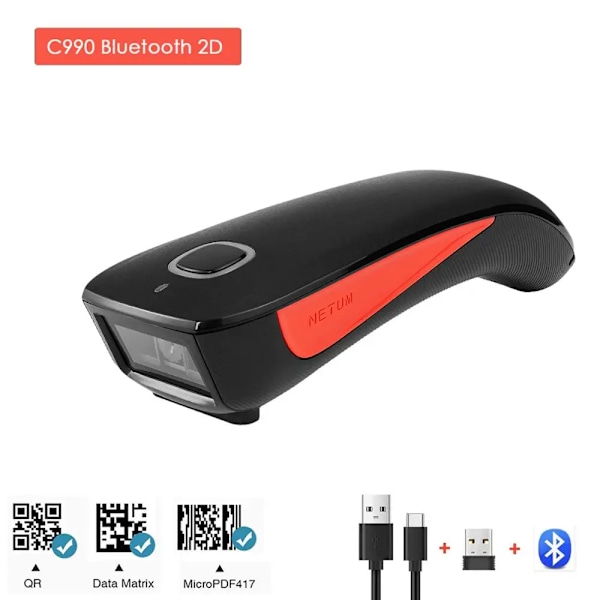 NETUM C750 Bluetooth QR 2D Streckkodsläsare OCH C830 Trådlös Laser 1D USB Streckkodsläsare för IOS Android Windows Mobilbetalning C990 Bluetooth 2D