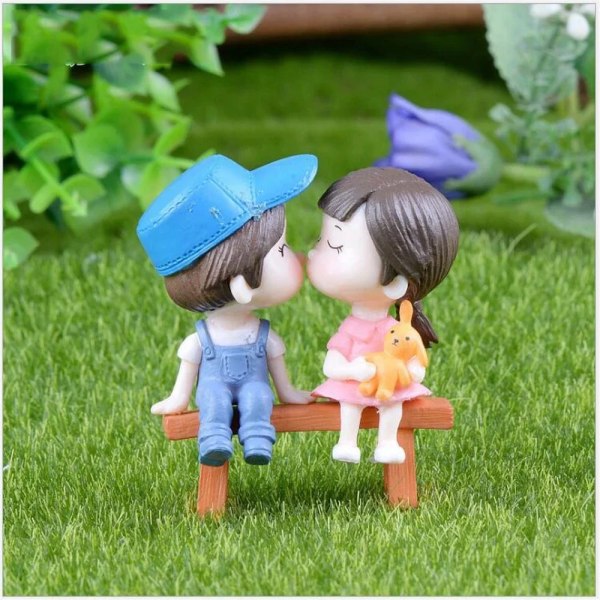 2st/ set Miniatyrprydnader Pojke Flicka Gitarr Sweety Lovers Parfigurer Hantverk Harts Bröllopsdockor Tillbehör Heminredning H2