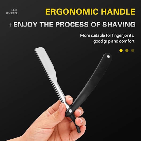 Svart manuell rakapparat Rakkant i rostfritt stål Sharp Barber Razor Vikbar Rakning Skäggtrimmer Cutter WHITE