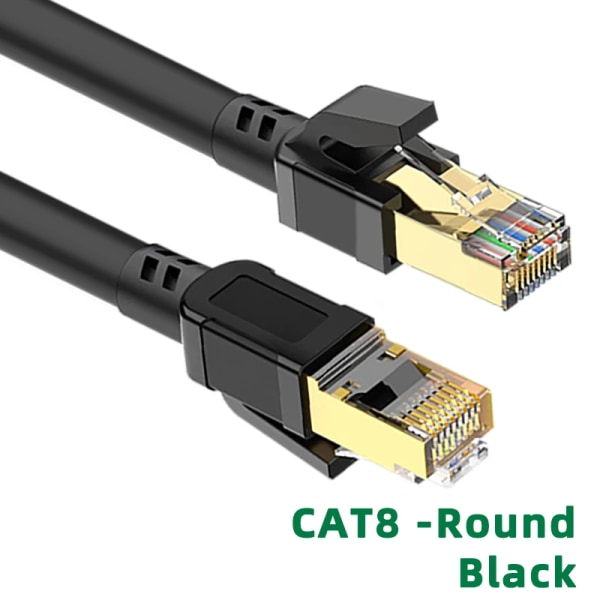 Kabel Ethernet Cat 8, 40Gbps, 2000MHz, haute vitesse, réseau Internet Rj45, 5m, 10m, 15m, 20m, 30m, avstängningsskydd, LAN-rätt 20m Cat 8 Round Black