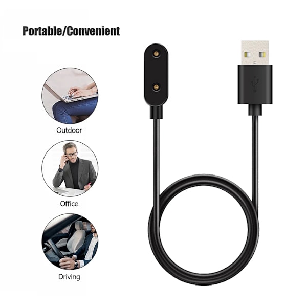 1 Meter Laddare för Huawei Band 7/Honor Band 6/6 Pro/Huawei Watch Fit/Fit Mini Smartklocka Portabel 2-pin USB Laddningskabel White