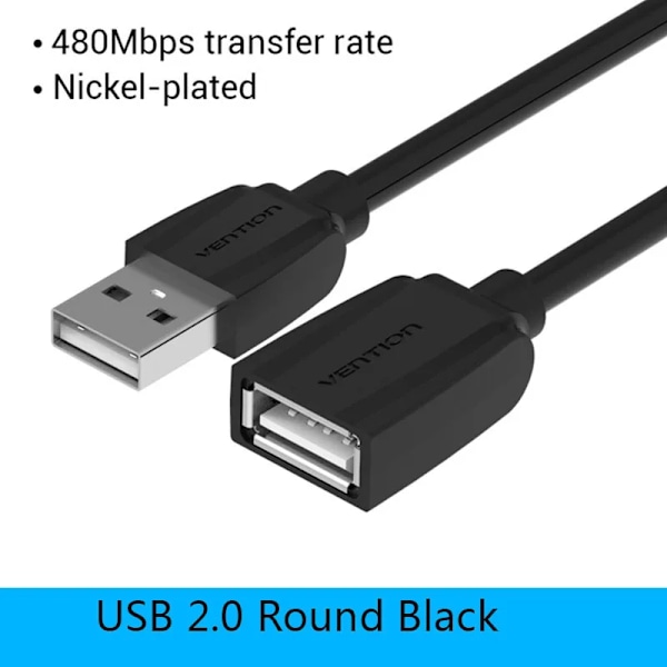 Vention USB 3.0 Förlängningskabel Hane till Hona Förlängningskabel Snabb USB 3.0 Kabel Förlängd för laptop PC USB 2.0 Förlängning USB 2.0 Black A44 3m