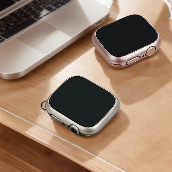 Härdat Glas+Skal För Apple Watch 38mm 40mm 41mm 42mm 44mm 45mm 46mm Skärmskydd Skyddande Fodral iWatch 10 8 7 9 6 SE 5 starlight Series 7 8 9 45MM