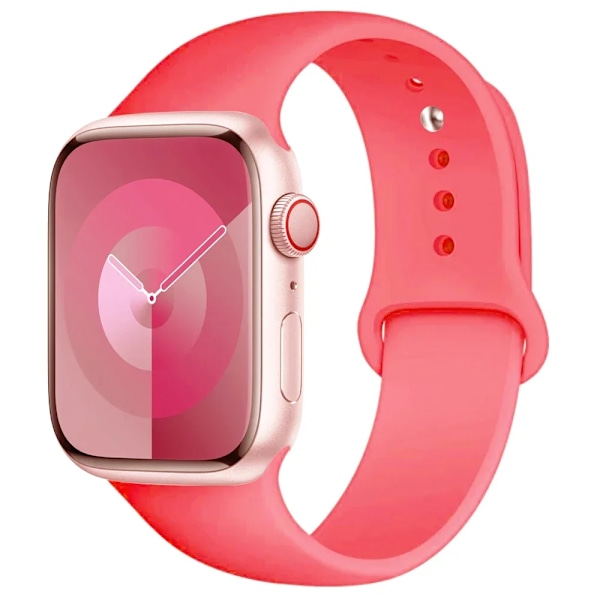Silikonarmband för Apple Watch armband 44mm 45mm 40mm 41mm 42-38mm 45 mm sportarmband iwatch serie 8 7 6 5 4 3 SE 9 Ultra 2 49mm 32 Coral red 38mm-40mm-41mm M-L