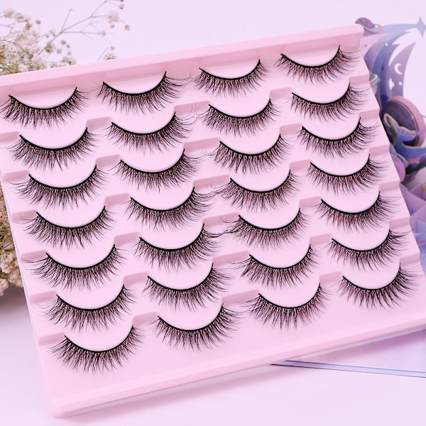 Ayrmilla Naturliga Falska Ögonfransar 5/10/14Pairs Dramatiska 3D Mink Lassar Tjocka Falska Ögonfransförlängning Faux Cil S Makeup Maquiagems 14Pairs-DM02