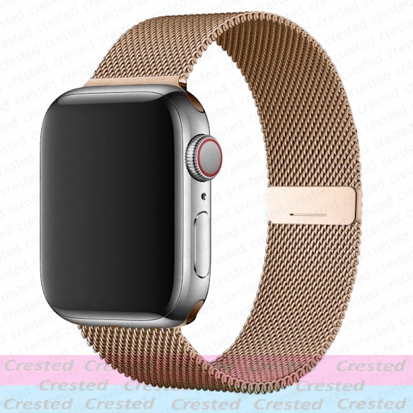 Milanese Loop Armband för Apple Watch Band 44mm 40mm 45mm 41mm 49mm 46 42mm correas armband iWatch serie 3 6 se 7 8 9 ultra 2 10 Rose gold S10-46 42 44 45 49mm