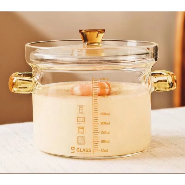 Casserole en verre transparente pour la cuisson, bol à soupe binaural Kawaii, marmites à Leurs oût, marmite, accessoarer de cuisine 450ml