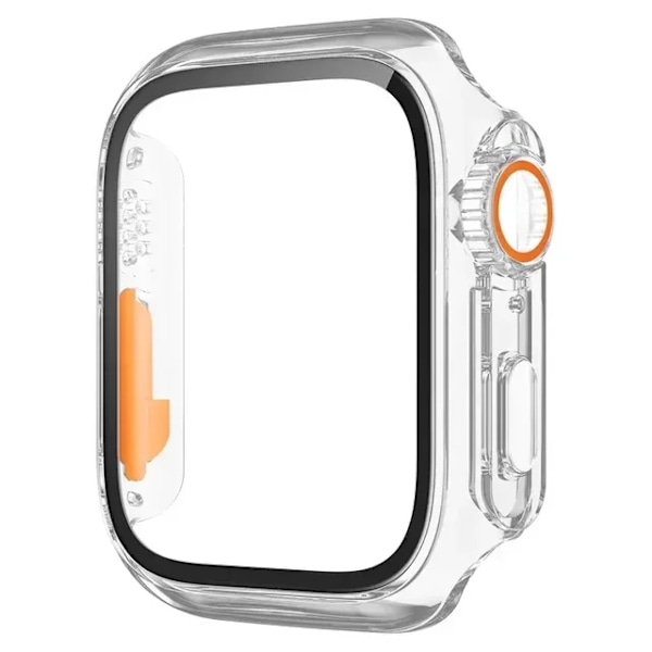 Härdat Glas + Skal för Apple Watch 10 46mm 42mm Ultra 2 49mm Skärmskydd Fodral iWatch 9 8 7 6 5 SE 45mm 41mm 44/40mm Skal Transparent orange Ultra 2-1 49mm