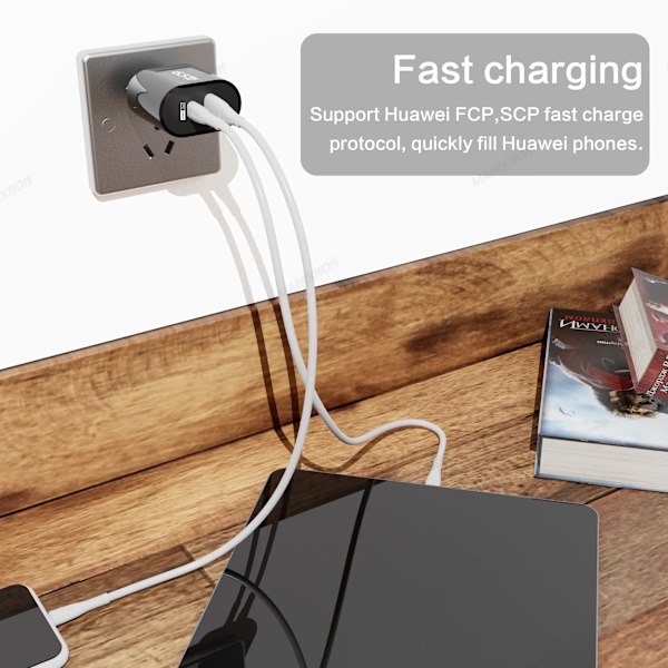 65W 3 Portar Snabb Laddning PD Snabbladdare Quick Charger 3.0 Laddare Telefonadapter För iPhone 15 Xiaomi POCO Yellow EU