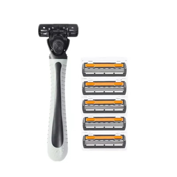 Rakapparat Ny design för män Rakhyvel Rakning Trelagersrakapparat Återanvändbar rakkniv Importerad blad Multi Tool Head Change Gray