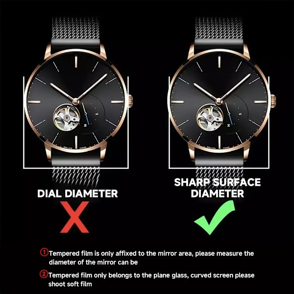 26-46mm Universellt Härdat Glas Smartwatch Skärmskydd Skyddsfilm 28mm 30mm 32mm 38mm 40mm 41mm 42mm Diameter 1-5ST 34mm 5pcs