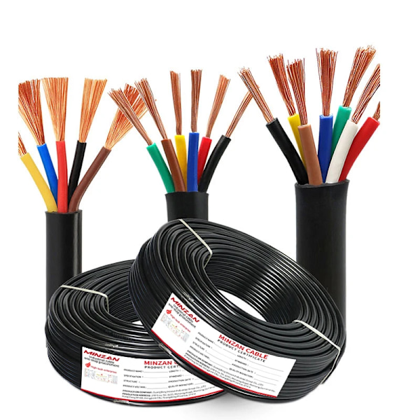 UL2464 Mantlad Kabel RVV 2 3 4 5 6 7-ledare Multic Koppar Signalkabel 20 18 17 15 13AWG Flexibel Ström Elkabel Hem RVV 3core 1.0mm 17 AWG