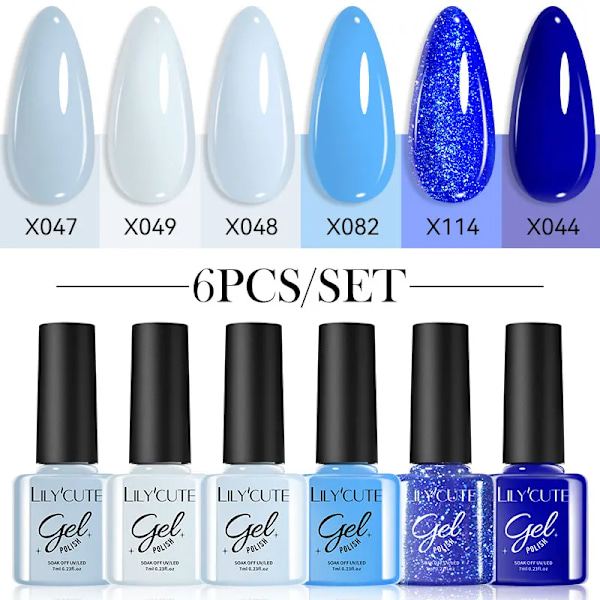 LILYCUTE 6 st/set 7ml Kaffeserie Gel Nagellack Kit 125 Färger Manikyr Semi Permanent Soak Off UV Nagelkonst Gel Lack 6Pcs 09
