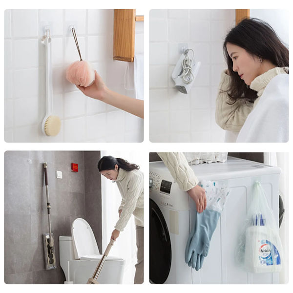 80 ST Transparenta väggmonterade krokar Självhäftande dörr- och väggkrokar Kraftiga ställ Organizer för badrum Horn hook 30PCS