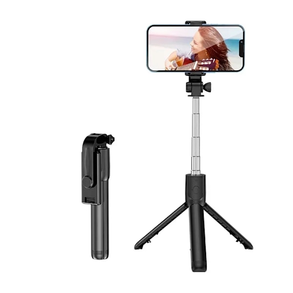 2025 Selfie Stick Teleskopisk Rese Handhållen Tripod Portabelt Telefonstativ [700mm] Bluetooth Fjärrkontroll Utdragbart Telefonstativ No Light Black