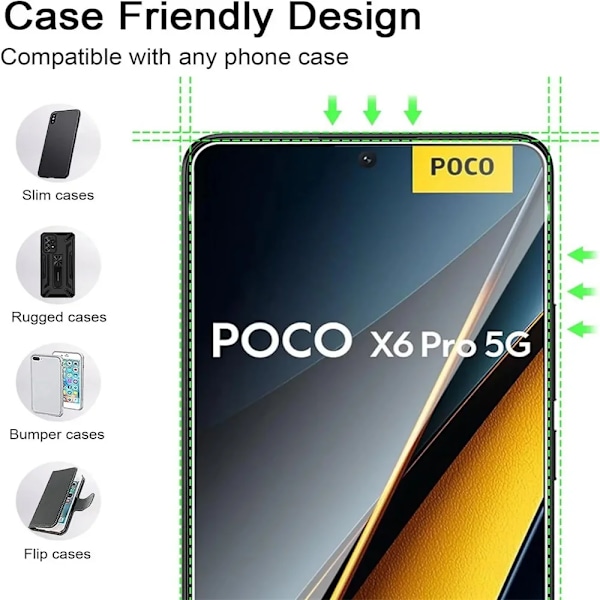 4 st Härdat Glas För POCO X6 X7 X5 X4 X3 F7 F6 F5 GT Pro Skärmskydd För POCO M6 M5 M3 Pro 5G C65 C40 Skyddsglas For POCO X3 NFC 4PCS