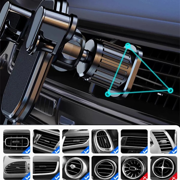 Universell Biltelefonhållare Gravitationsmobilhållare GPS-stöd Auto Luftventilfäste för IPhone 14 13 12 11 Pro Max Xr Xiaomi Samsung Black 1