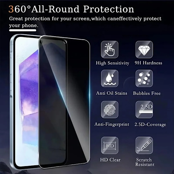 Sekretess Skärmskydd för Samsung S24 Ultra S23 S22 Plus S21 S20 FE S10e A55 A54 A53 5G A35 A34 A33 A15 A14 A13 Antispy Glas Samsung J6 Plus Privacy