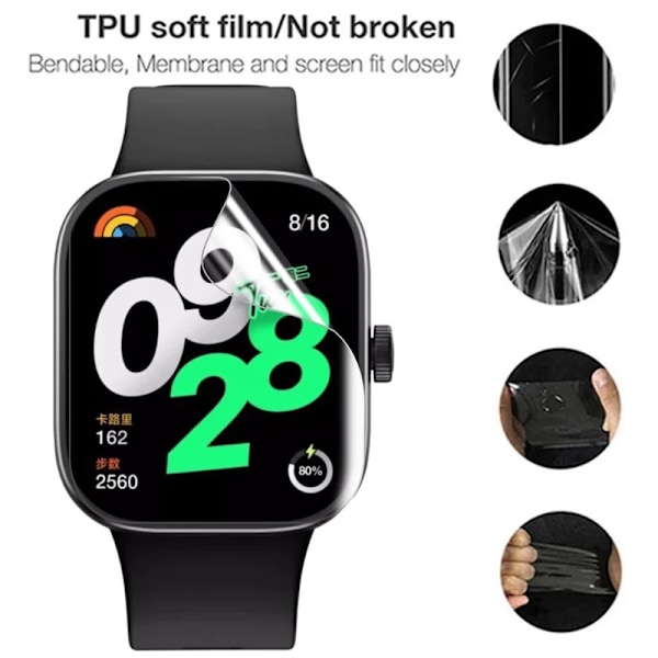 1-5 st Hydrogel Film för Xiaomi Redmi Watch 4 HD Klar TPU Skärmskydd för Redmi Watch 3 Lite/Active Smartwatch Inte Glas Redmi Watch 2 Lite 3  Pieces