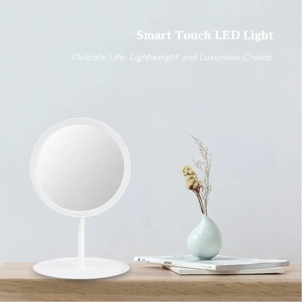 Sminkspegel med ljus vit LED dagsljus sminkspegel löstagbar/förvaringsbas 3 lägen spegel med ljus present USB kabel