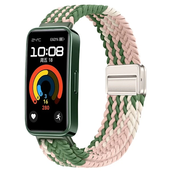 Nylonflätat armband för Huawei Band 10 9 8 Justerbart magnetspänne Armbandsur Huanwei Band 10/9/8 Tillbehör correa Pink green For Huawei Band 8