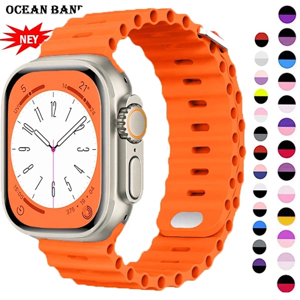 Ocean armband för Apple Watch Ultra 2 Band 49mm 9 8 7 45mm 41mm Silikonarmband Armband iWatch 6 5 4 3 SE 44mm 40mm 42mm band 6 starlight 42mm 44mm 45mm 49mm