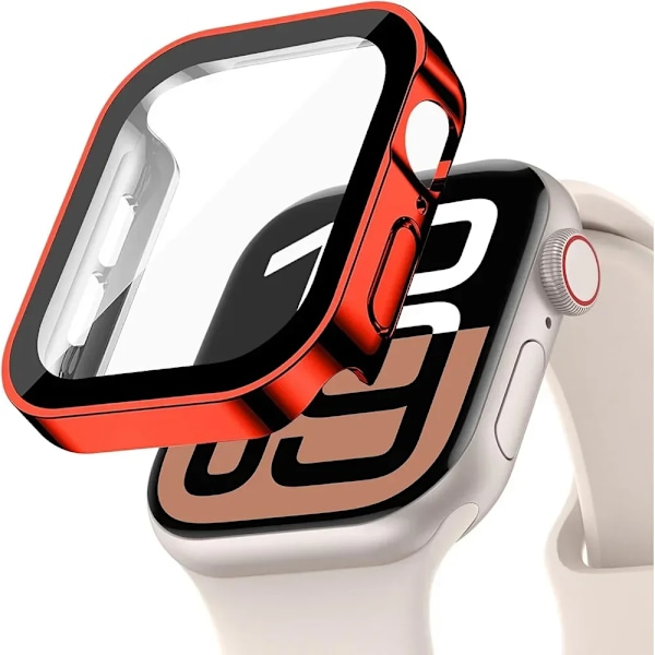 Skal för Apple Watch 10 Fodral 46mm 42mm 45mm 41-44-40mm Härdat Glas Skärmskydd Serie 7 8 9 SE 5 Apple Watch Tillbehör Red 18 Series 9-7-8 41mm