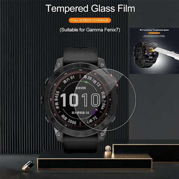 Härdat glas för Garmin Fenix 7 7S 7X 6 6S 6X Pro Sapphire HD Skärmskyddsfilmer för Fenix 7 7S 7X Smartwatch-tillbehör For Fenix 7s 5 Pcs