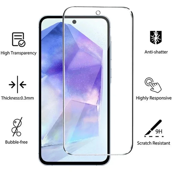 5-pack Skärmskydd för Samsung A55 A15 A54 A34 A13 A14 A53 A52 A12 A33 A52S A32 A35 A71 A72 A51 A22 S10E S20FE Härdat Glas For Samsung A55 5G 5 Pieces