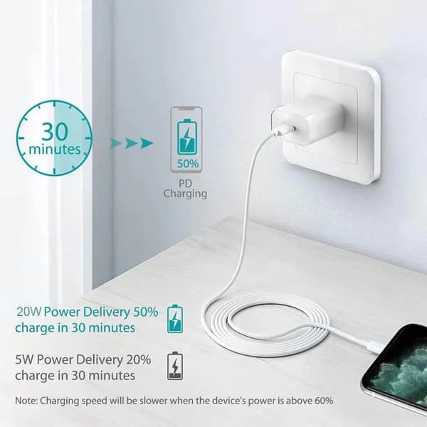 2025 20W USB-C Strömadapter För iphone 16 15 14 13 mini Pro Max Typ C snabbladdare för Apple Kabel för iPhone 12 Plus 1M - USB-C Cable