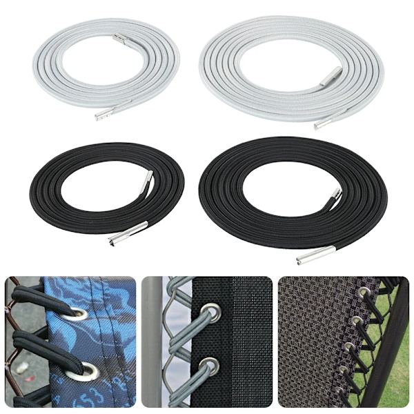 8st/ set Elastisk sladd 1,4/2,2M ​Solstolar Fixering av campingrep Utomhustält Kajak för vilstolar Reparationssats för repsnöre black